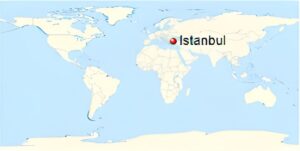 Carte de localisation d’Istanbul dans le monde.