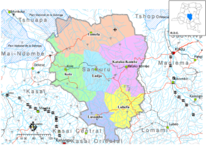 Carte des subdivisions du Sankuru.