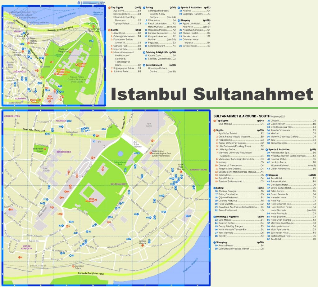 Plan du quartier de Sultanahmet, Istanbul.