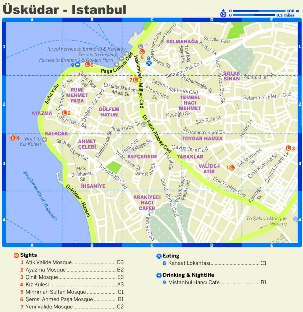 Carte d'Üsküdar, Istanbul.