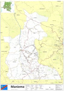 Carte des villes et villages du Maniema.