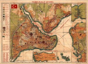 Ancienne carte touristique d'Istanbul.