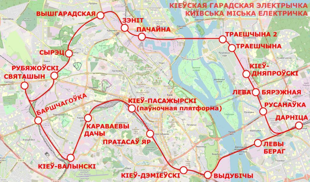 Plan des transports en commun de Kiev