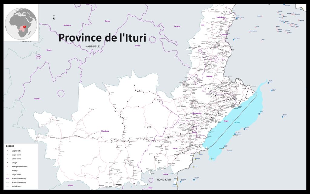 Carte de la province de l'Ituri.