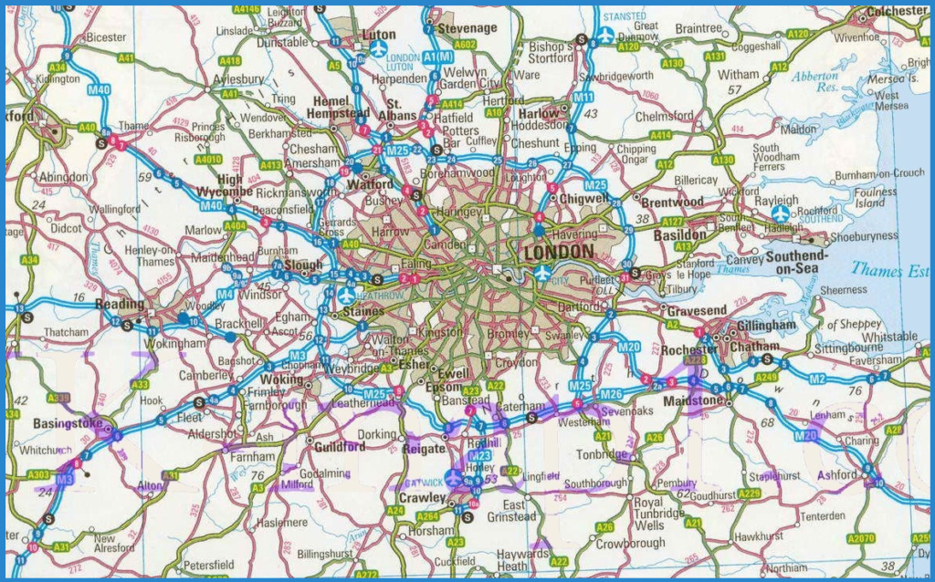 Carte routière de Londres.