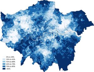 Population blanche lors du recensement de 2011 dans le Grand Londres.