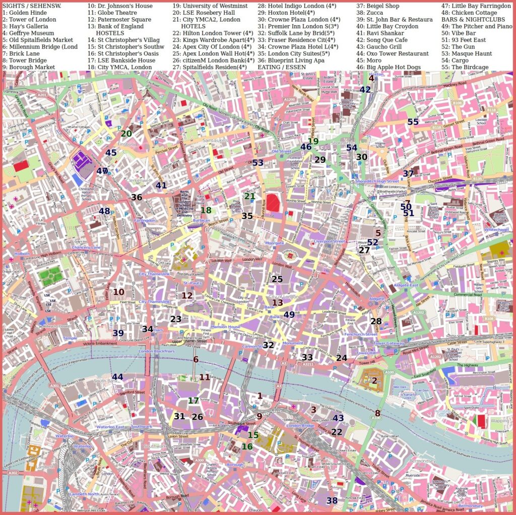 Carte de la Cité de Londres.