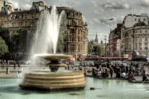 Place de Trafalgar, une place publique célèbre dans la Cité de Westminster, Central London.