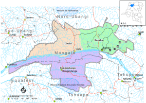 Carte des subdivisions de la Mongala.