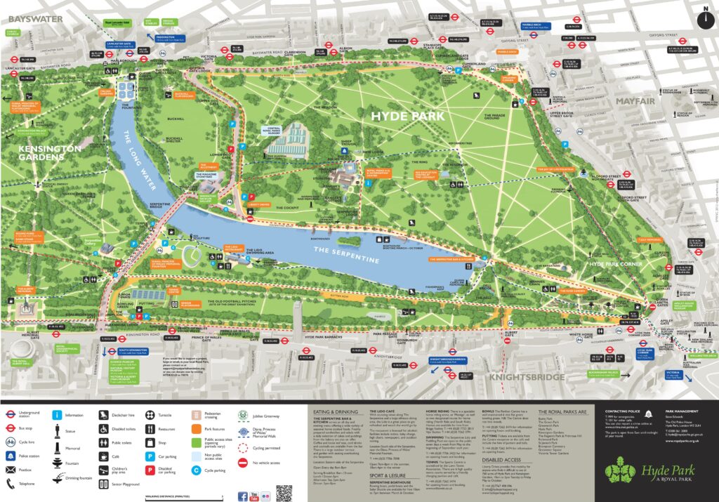 Plan de Hyde Park à Londres.