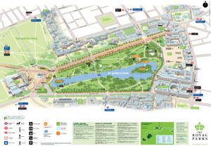 Plan de St James's Park à Londres.