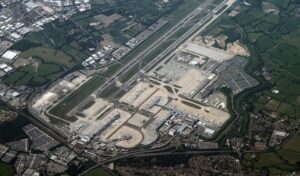 Vue aérienne de l'aéroport international de Gatwick.