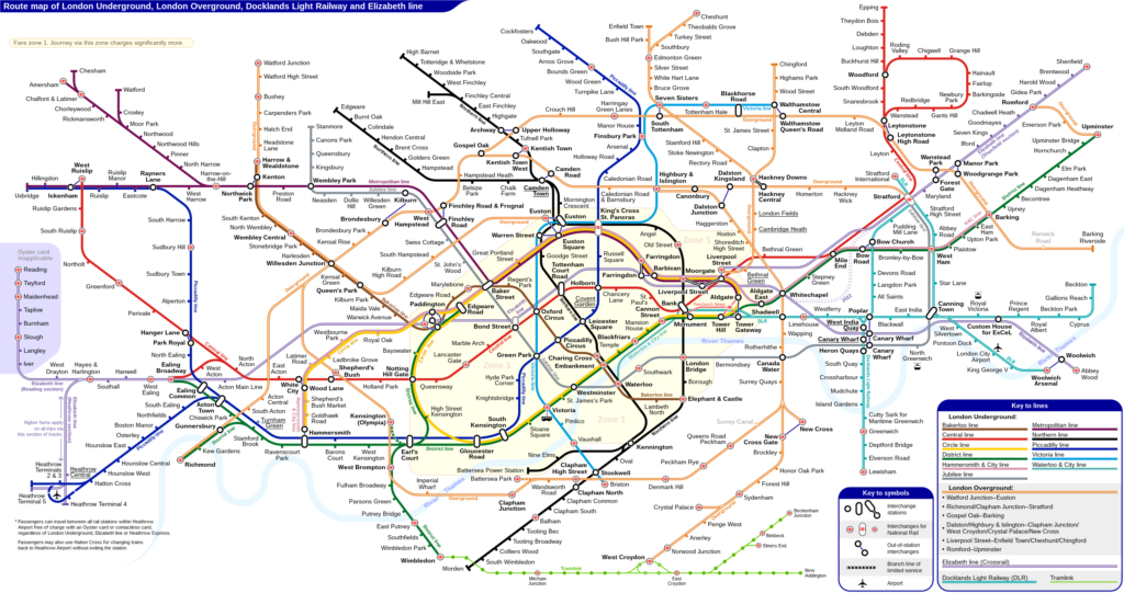 Plan topologique du métro de Londres.