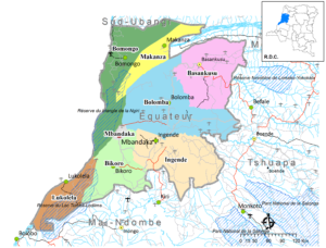 Carte des subdivisions de la province de l'Équateur.