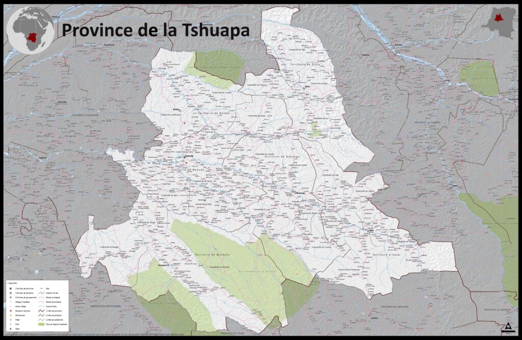 Carte de la province de la Tshuapa.
