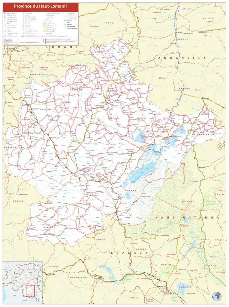Carte de la province du Haut-Lomami.