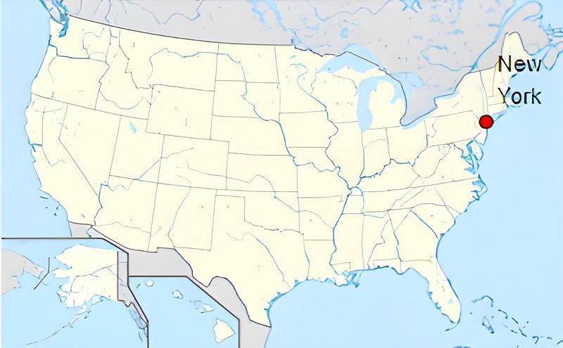 Carte de localisation de New York City aux États-Unis.