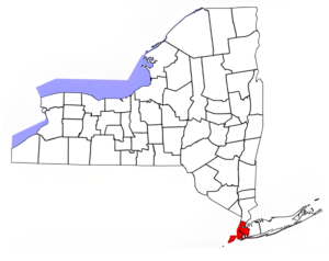 Carte de localisation de New York City dans l'État de New York.