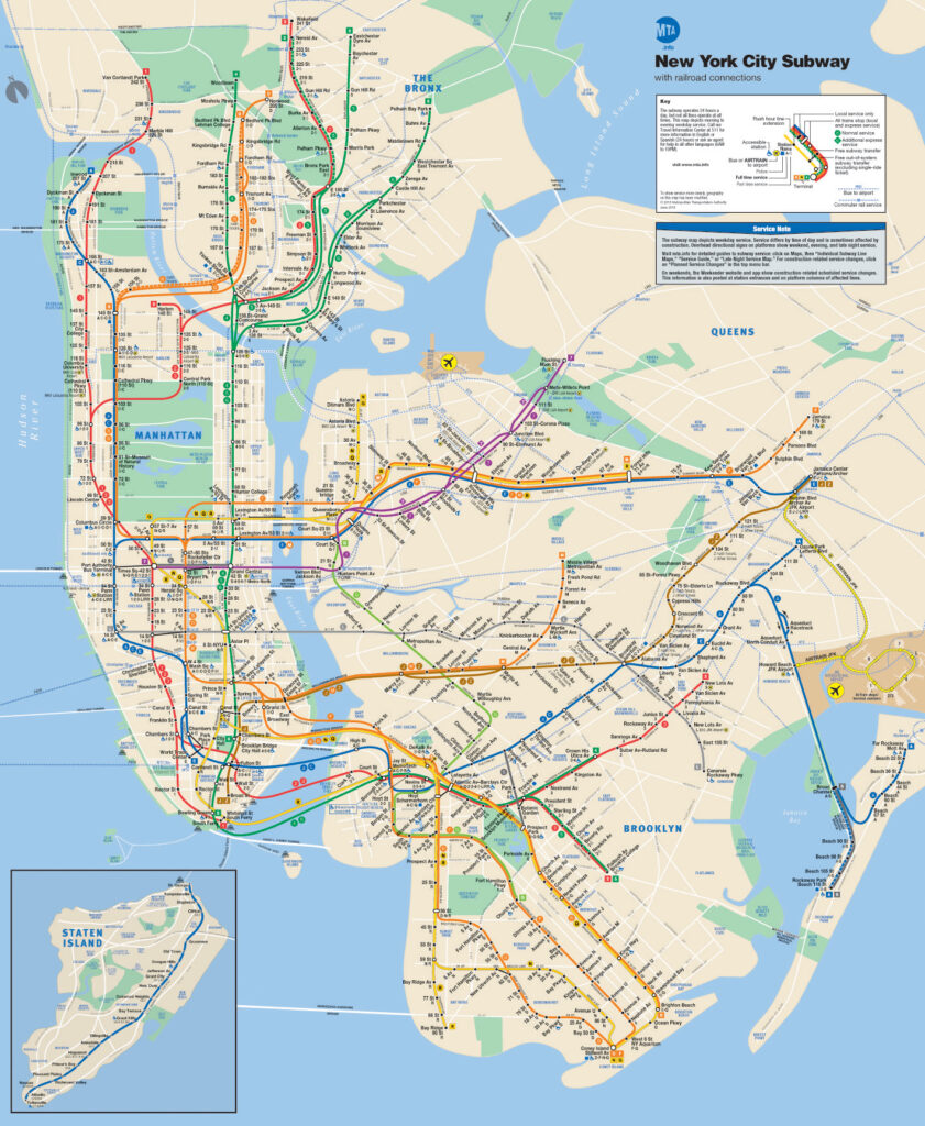 La carte officielle du métro de New York de juin 2013.