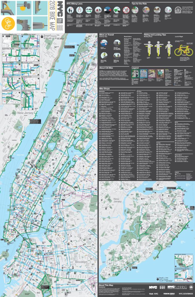 Carte du réseau cyclable de la ville de New York.