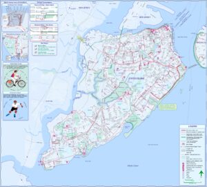 Carte des pistes cyclables de Staten Island.