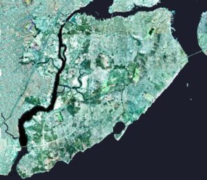Image satellite de Staten Island, New York City.