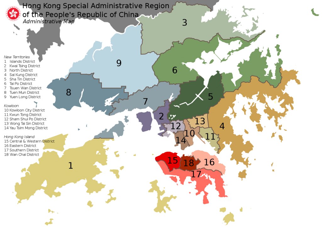 Carte des districts de Hong Kong
