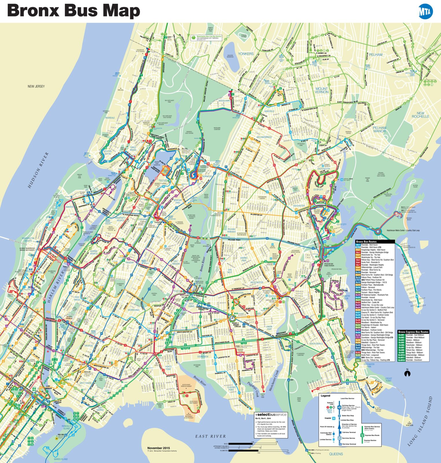 Carte du Bronx à New York City