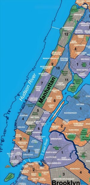 Carte de Manhattan à New York City