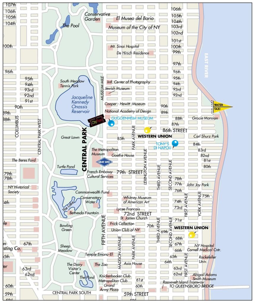 Carte de Manhattan à New York City