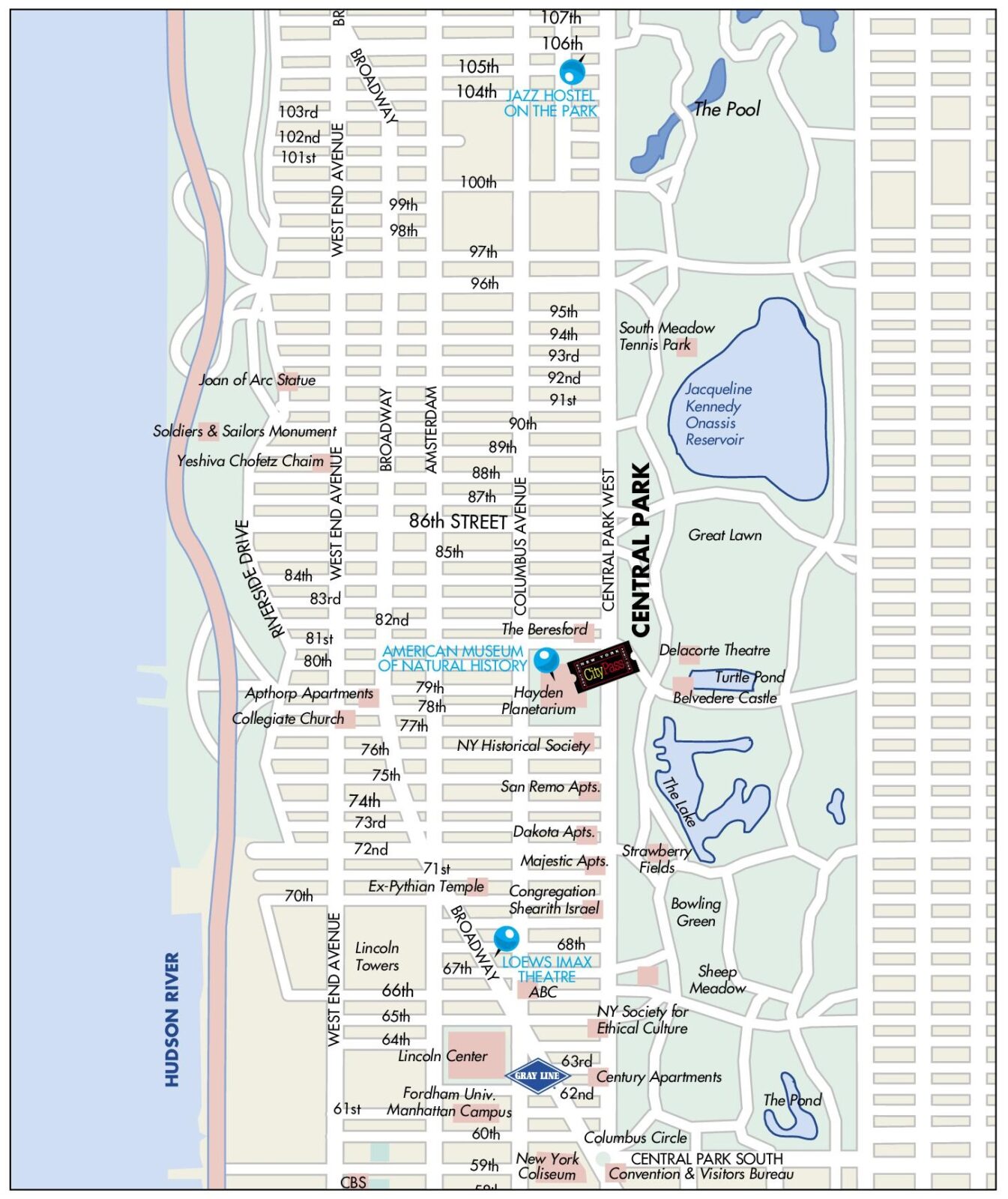 Carte de Manhattan à New York City