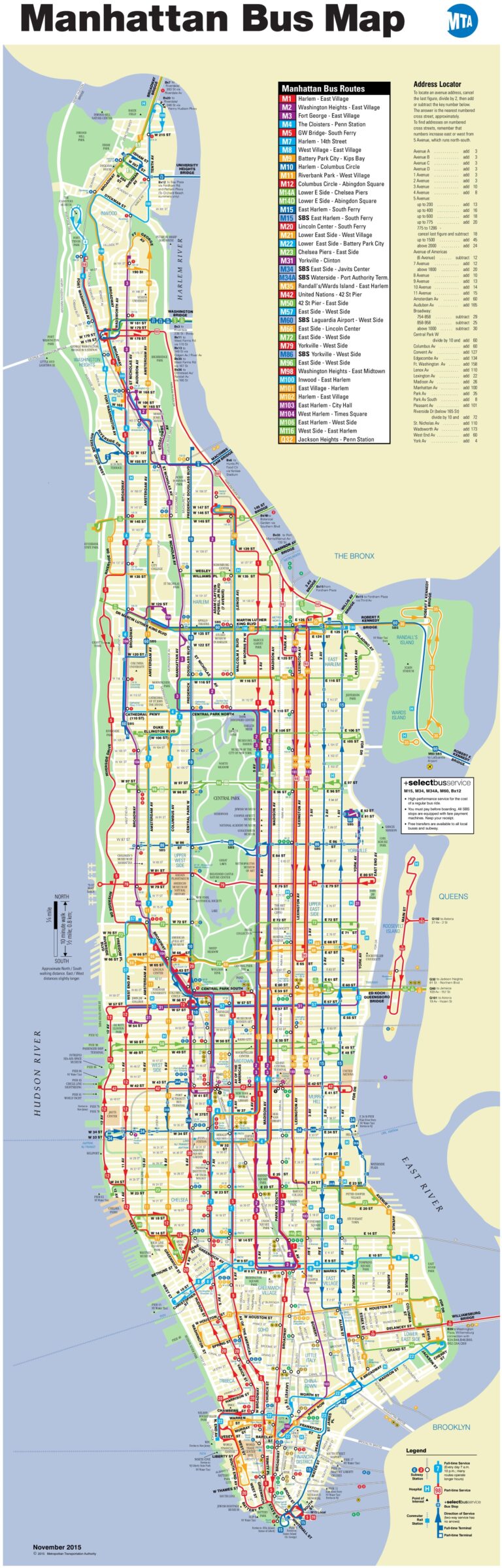 Carte de Manhattan à New York City