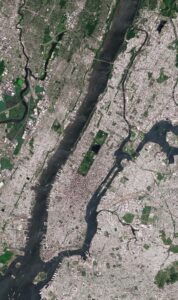 Image satellite de l'île de Manhattan.
