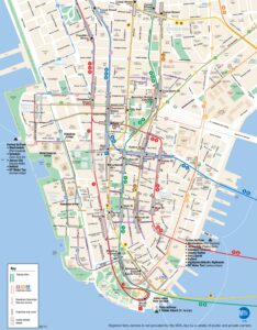 Plan du réseau de bus de Lower Manhattan.