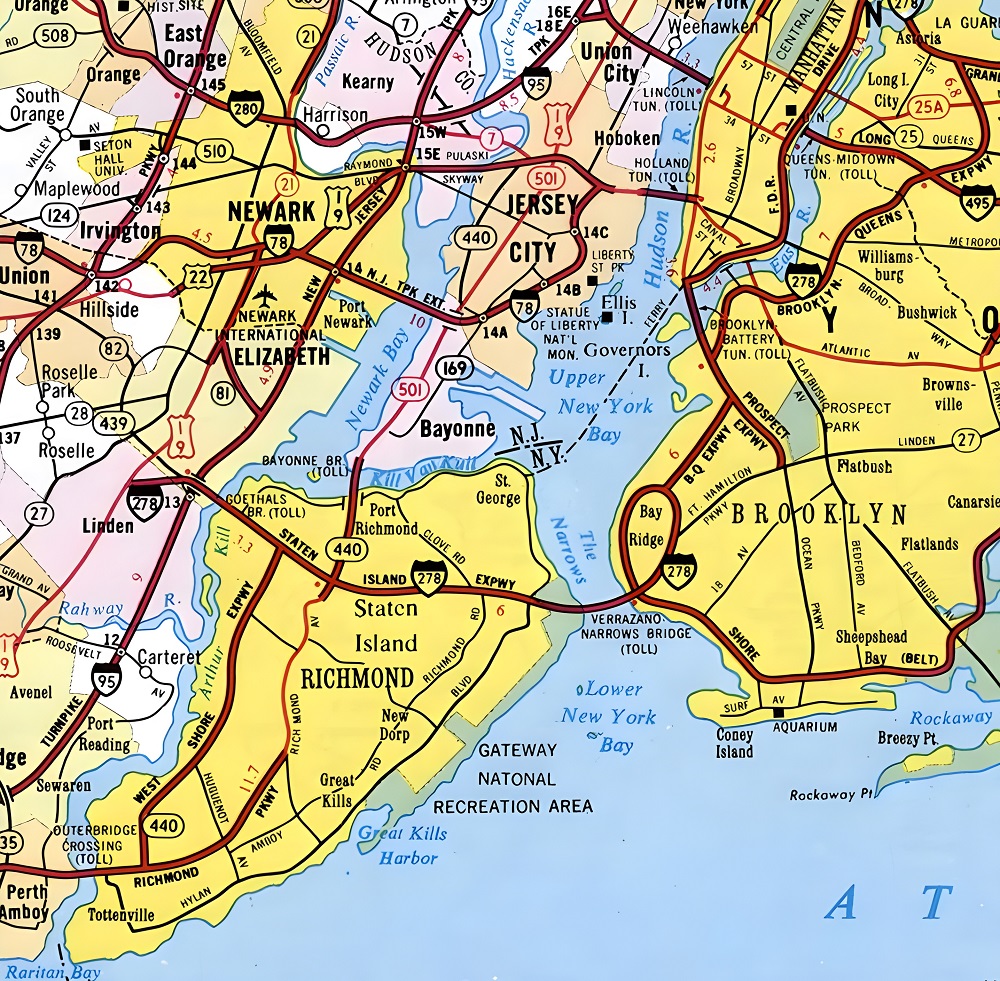 Carte du port de New York.