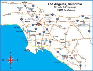 Carte du réseau autoroutier de Los Angeles.