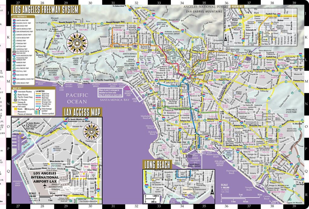 Carte routière de Los Angeles.