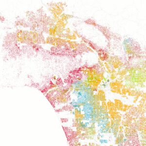 Carte de la répartition raciale et ethnique à Los Angeles