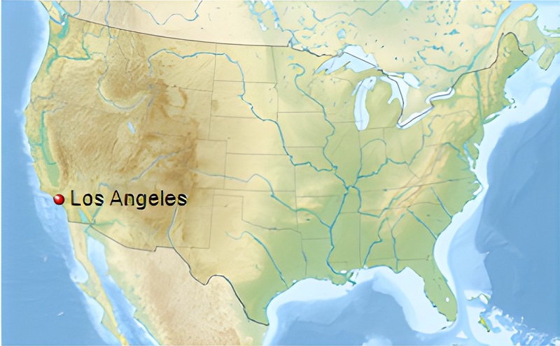 Carte de localisation de Los Angeles aux États-Unis.