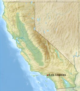 Carte de localisation de Los Angeles dans l'État de Californie.