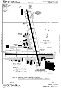Carte de l'aéroport Hollywood Burbank.