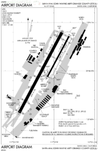 Carte de l'aéroport John-Wayne.