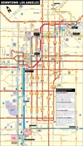 Plan des transports publics du centre-ville de Los Angeles.