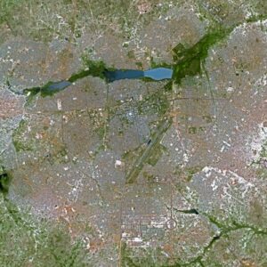 La ville de Ouagadougou, vue par le satellite Spot en 2002.