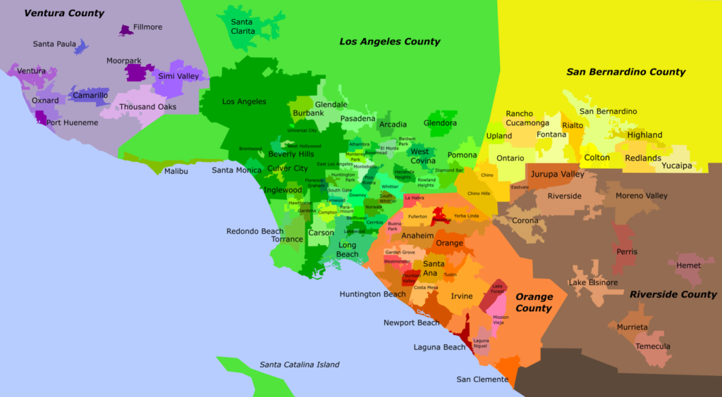 Carte du Grand Los Angeles.