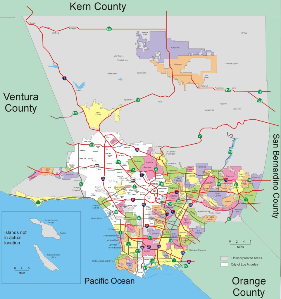 Carte du comté de Los Angeles.