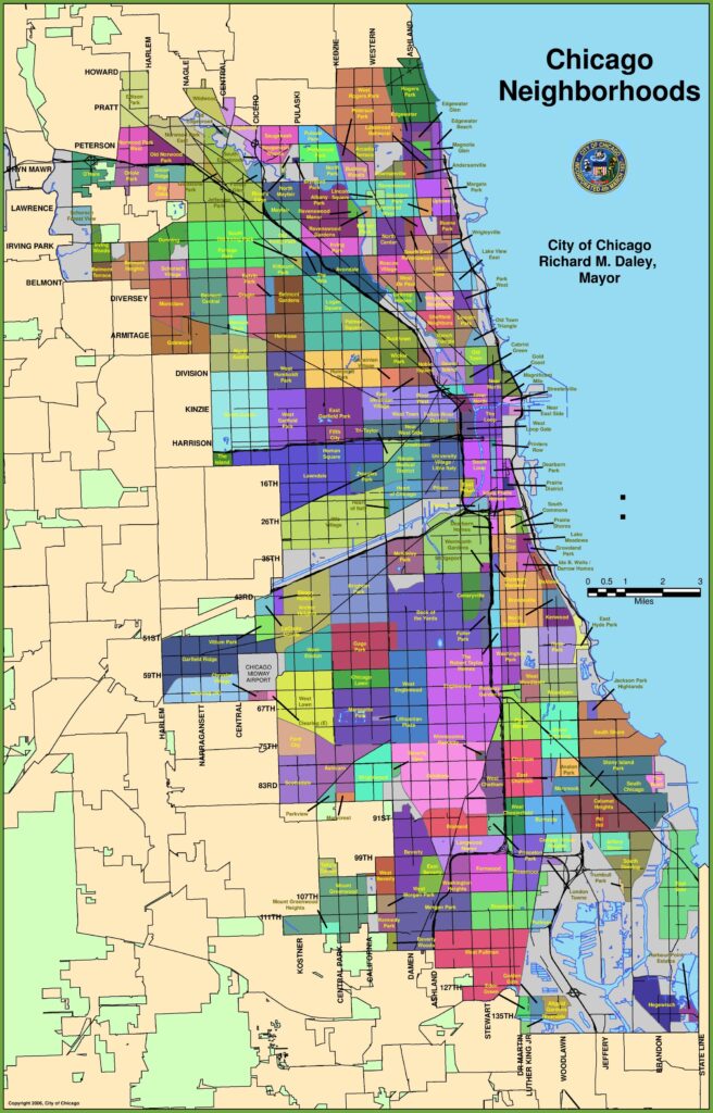 Carte des quartiers de Chicago.