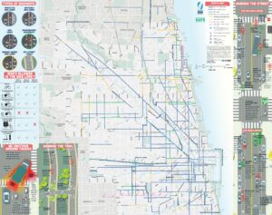 Carte des pistes cyclables du nord de Chicago.