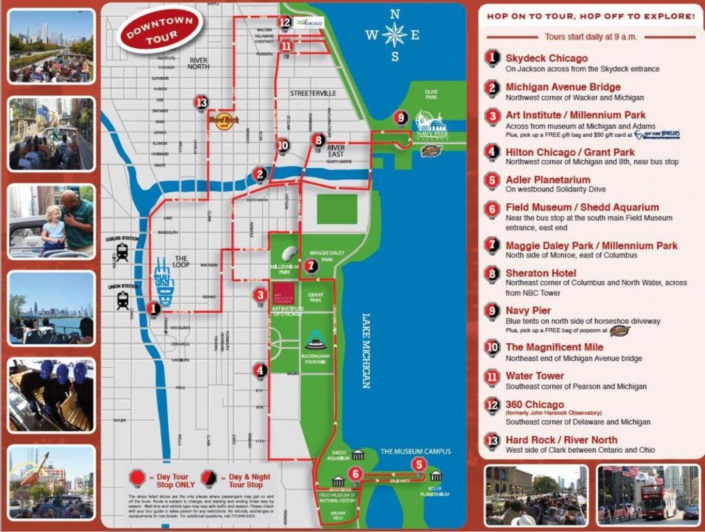 Carte touristique de Chicago.