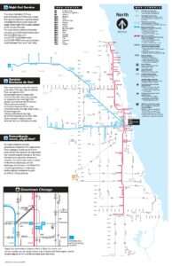 Carte du réseau de bus et de trains Night Owl de Chicago.